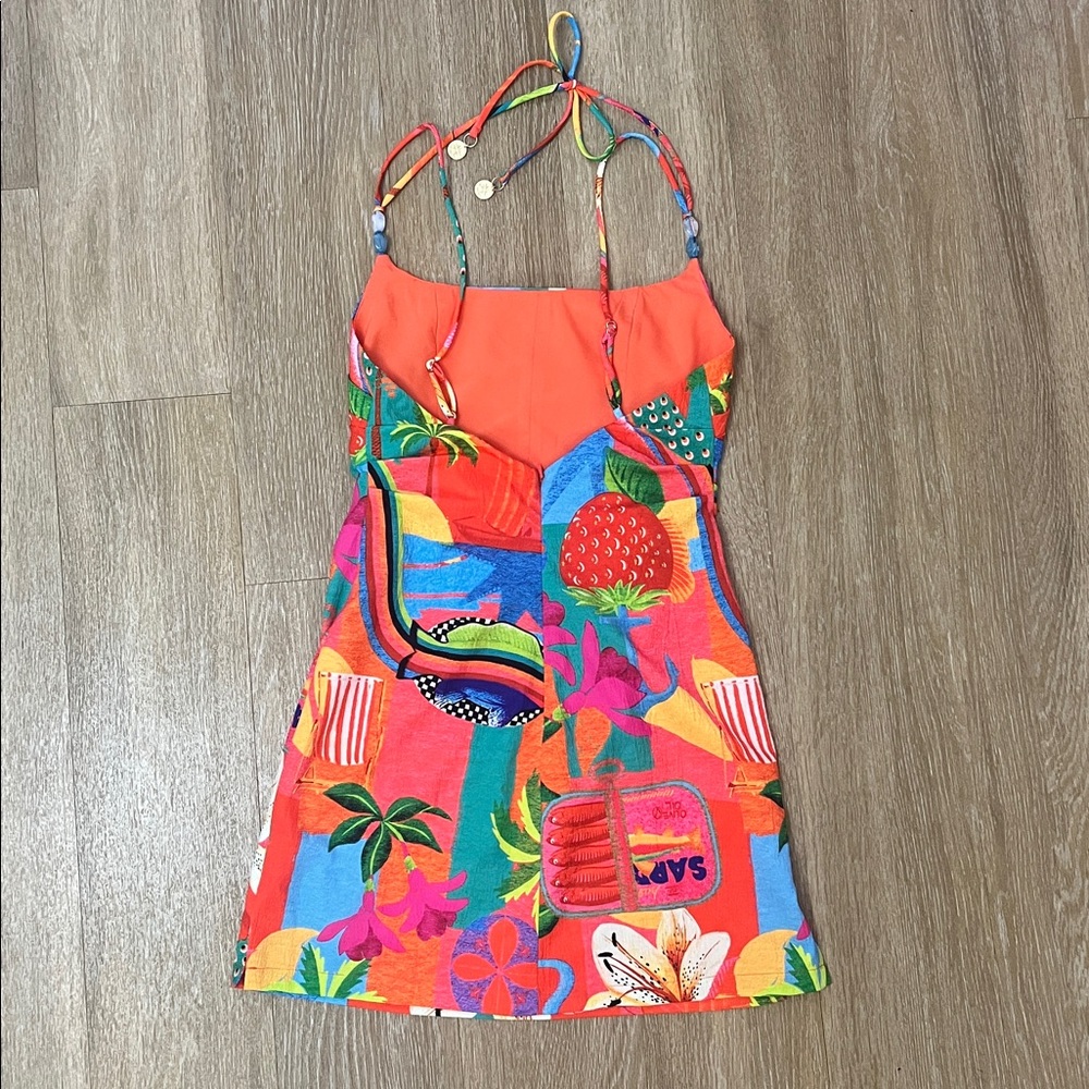 Kulani Kinis Pilila Beaded String Floral Mini Dress Havana Haven Hawaiian sz S - Picture 13 of 16